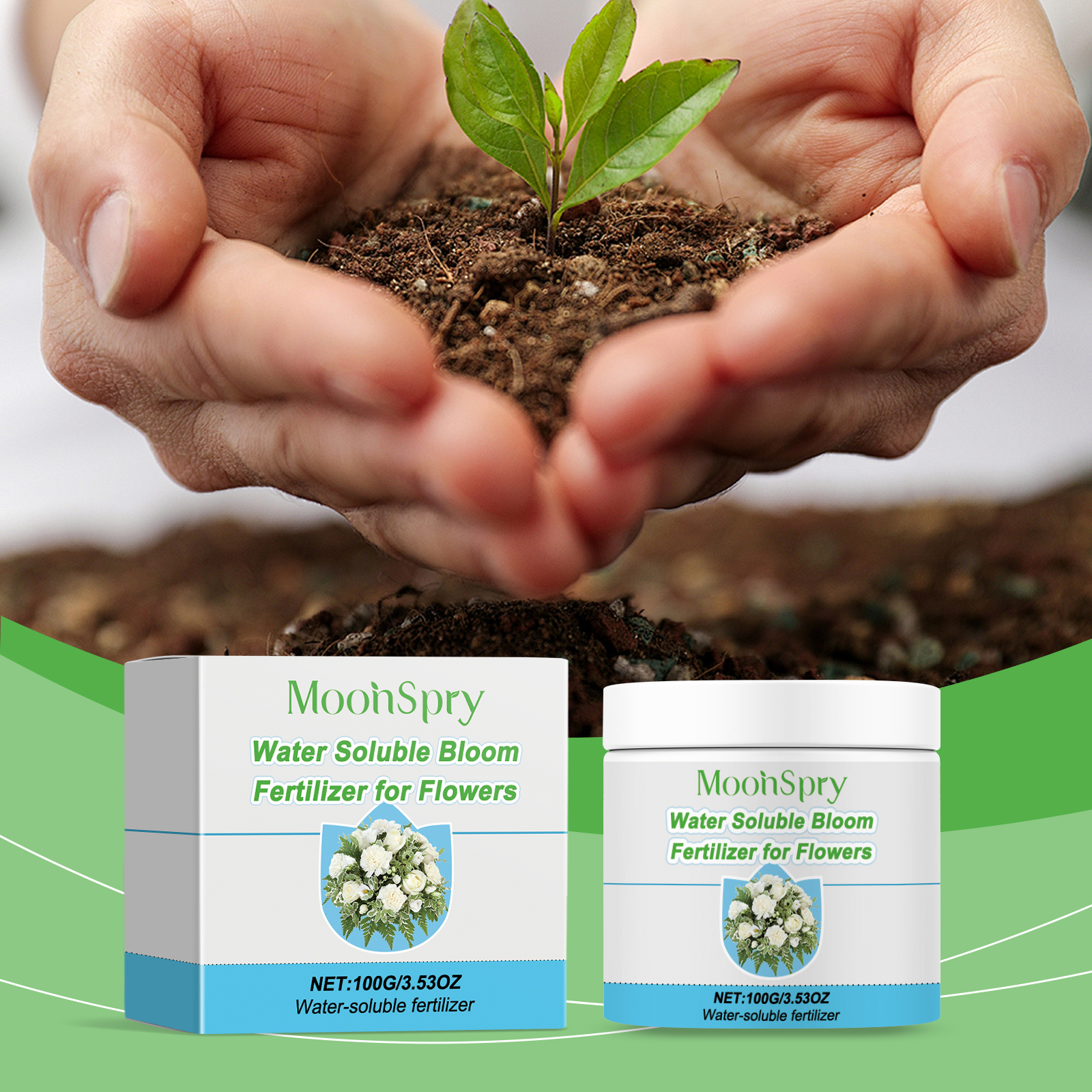 MoonSpry Water-Soluble Flower Fertilizer Plant Succulent Lawn Green Leaf Pot Hair Root Growth Nutrient Solution