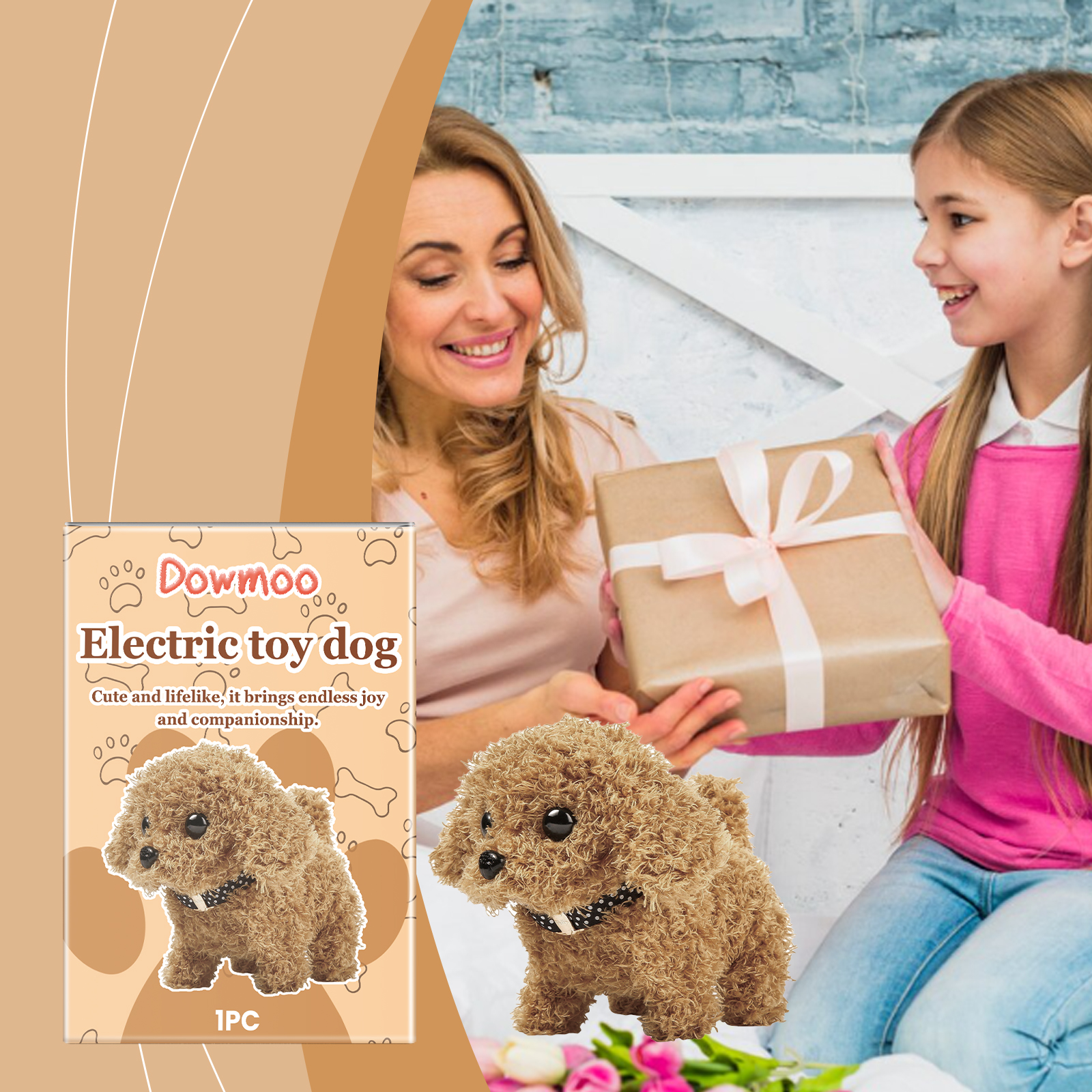 Dowmoo Electric Dog Toy Creative Cartoon Design Plush Soft And Comfortable Experience Fun Toy Dog