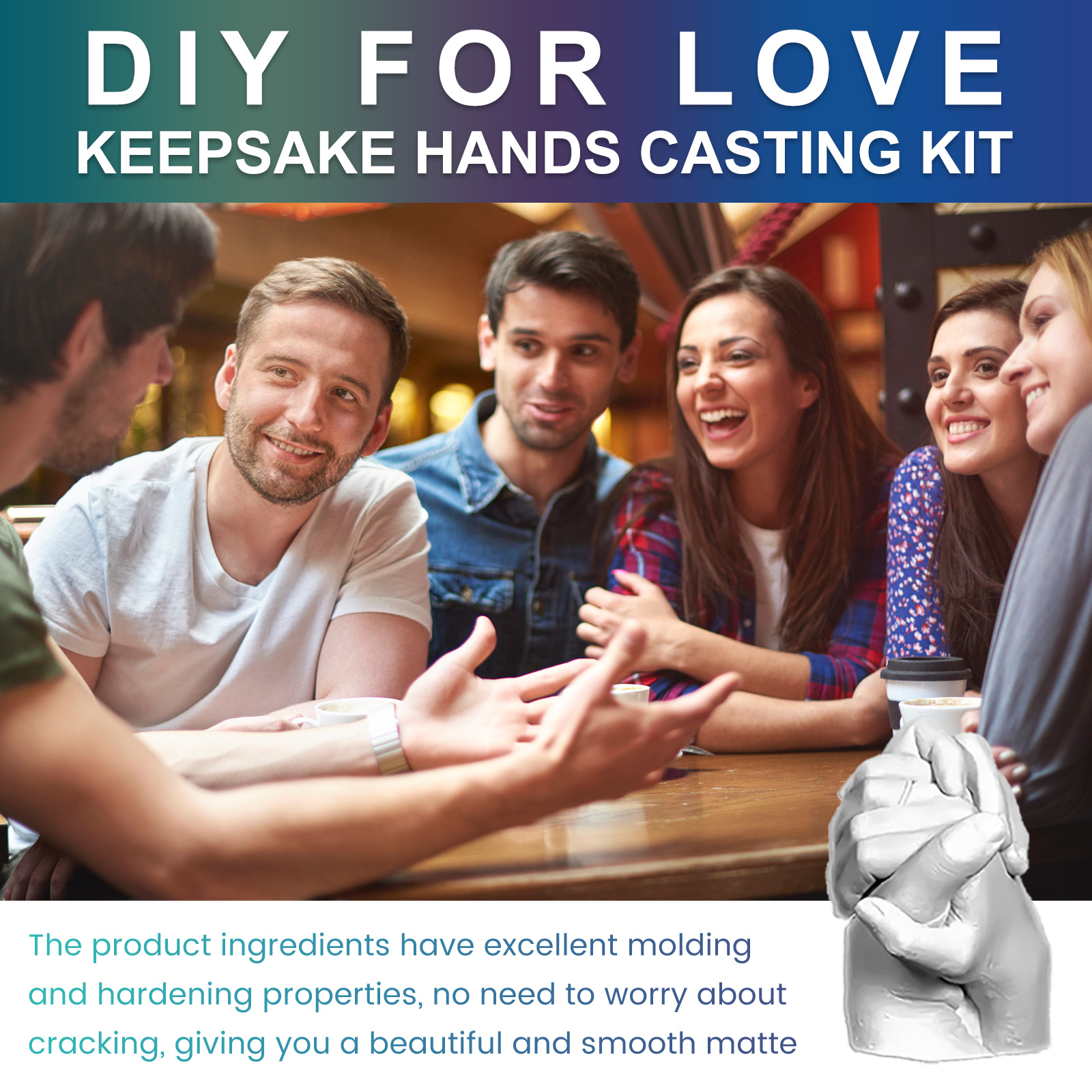 DOWMOO Diy For Love Keepsake Hands Casting Kit, Clone Powder Model Powder 3d Three-Dimensional Hand And Foot Film Technology Souvenir