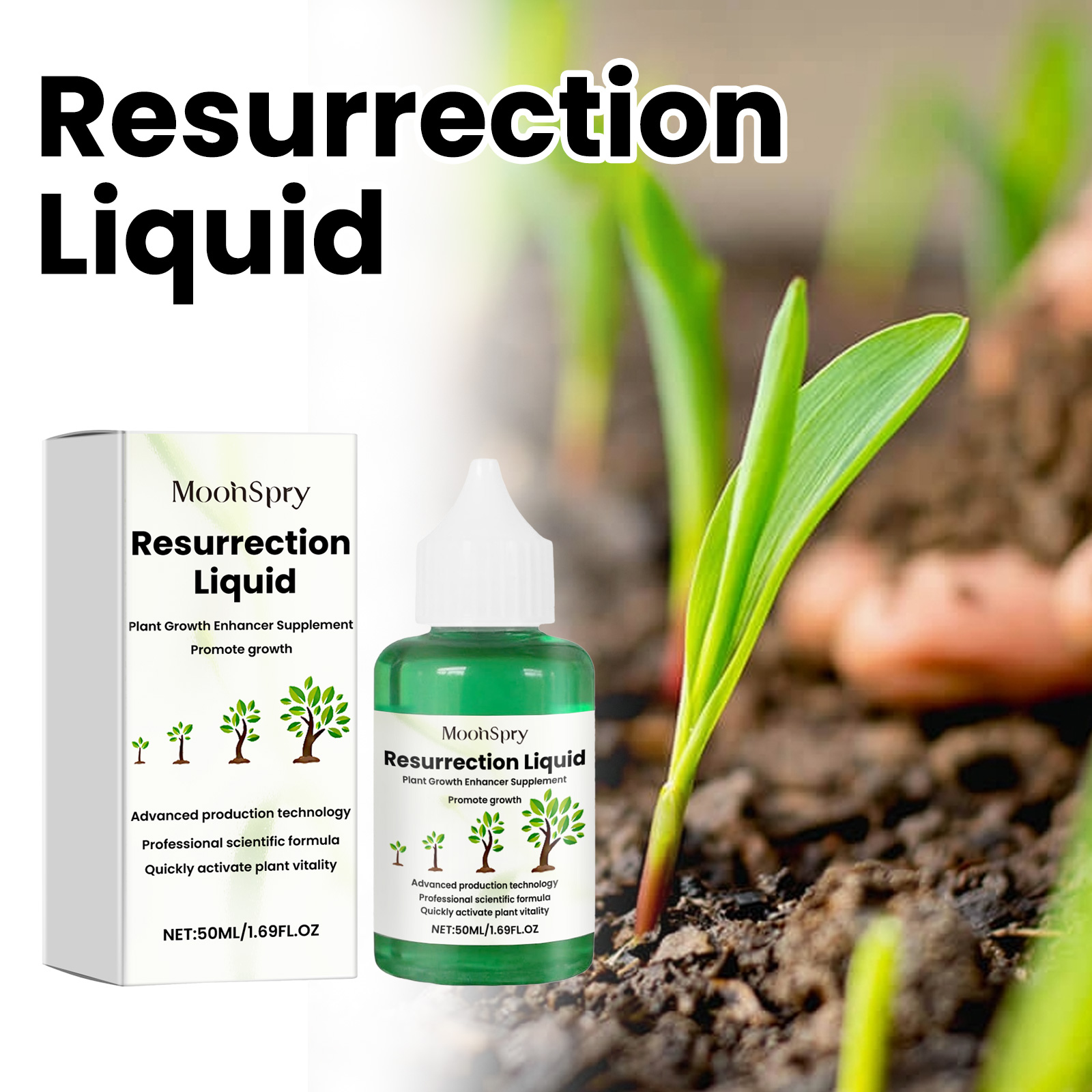 MoonSpry Resurrection Liquid, Green Grass Lawn Flower Pot Fertilizer Hair Root Growth Nutrient Solution