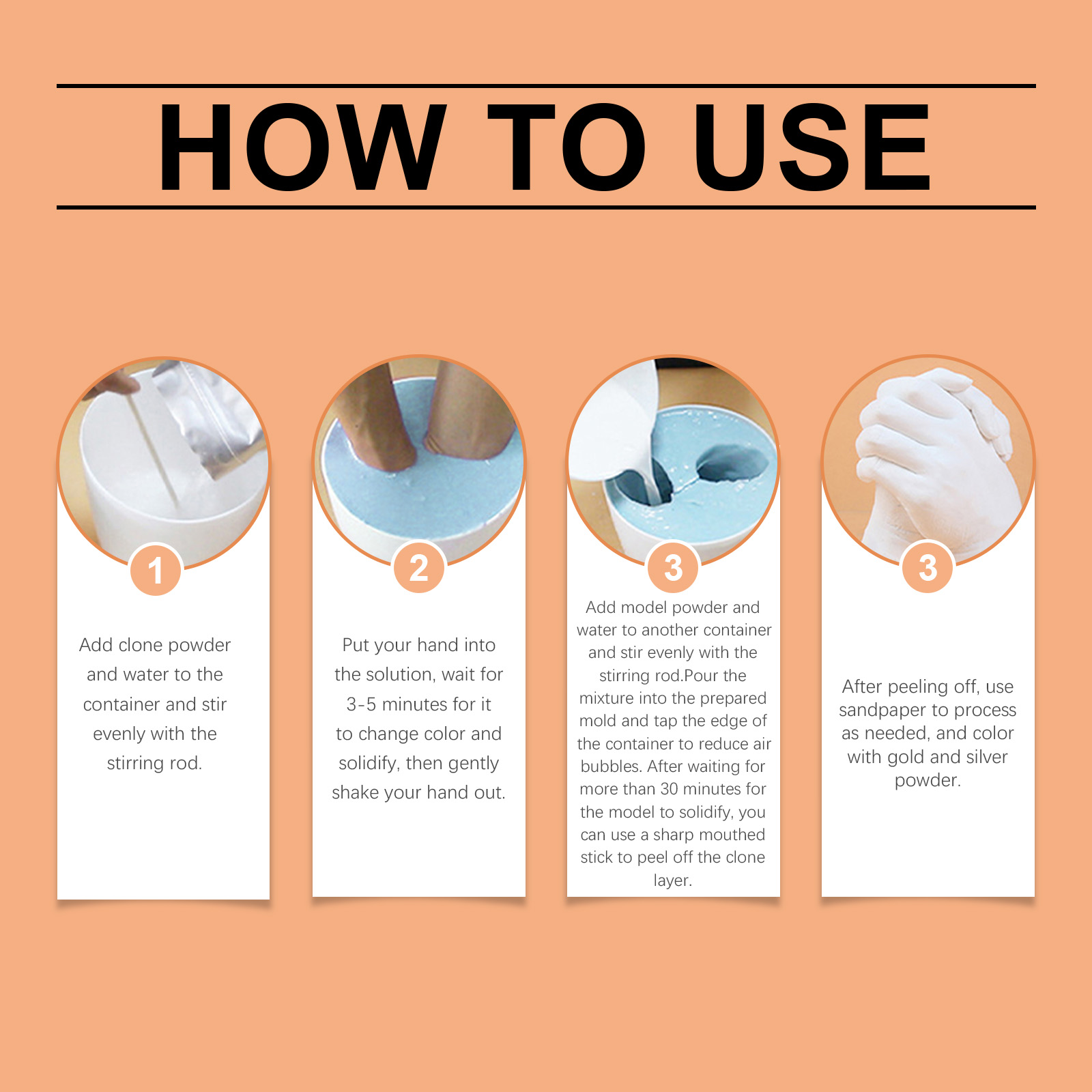 Dowmoo 3d Plaster Model Set, Hand Model Powder Clone Powder Three-Dimensional Hand Model Making Model Powder Plaster Hand Model