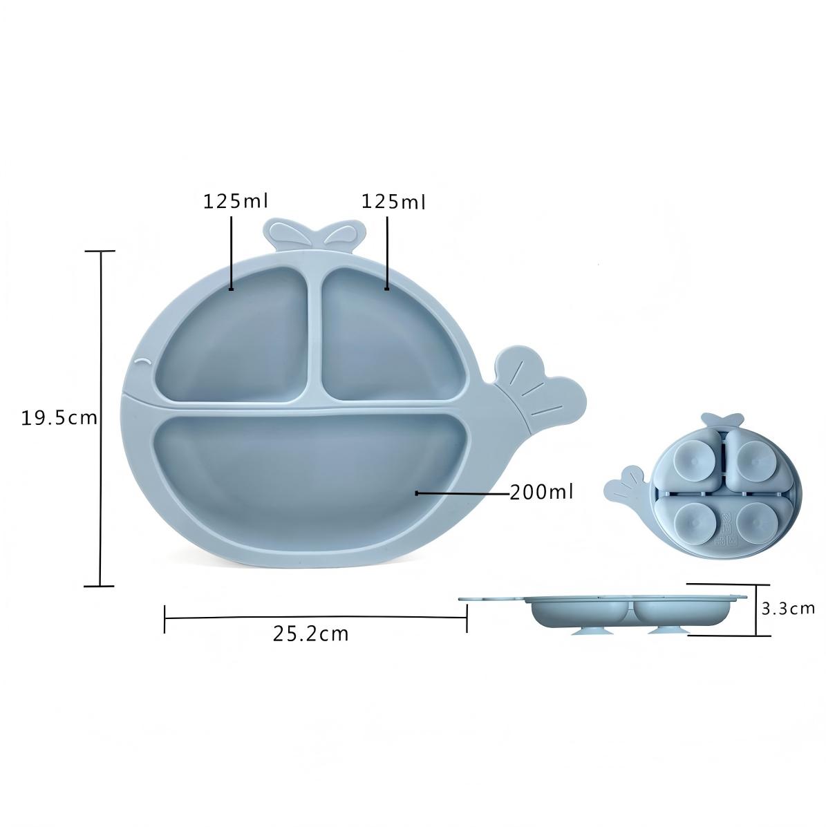 Grey Blue Silicone Baby Feeding Set