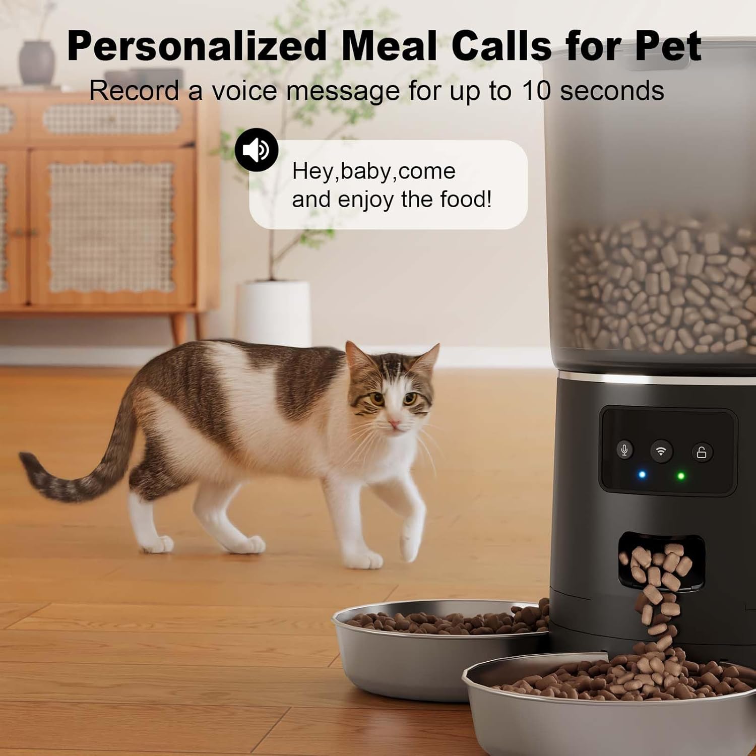 Smart Automatic Pet Feeder For Cats&Dogs 6L With App Control WIFI-Black