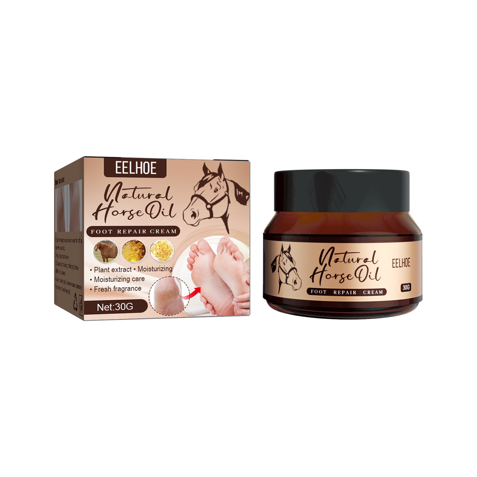 EELHOE  Horse Oil Foot Cream, Hydrating And Moisturizing Foot Care Cream To Repair Dry, Cracked And Peeling Foot Skin