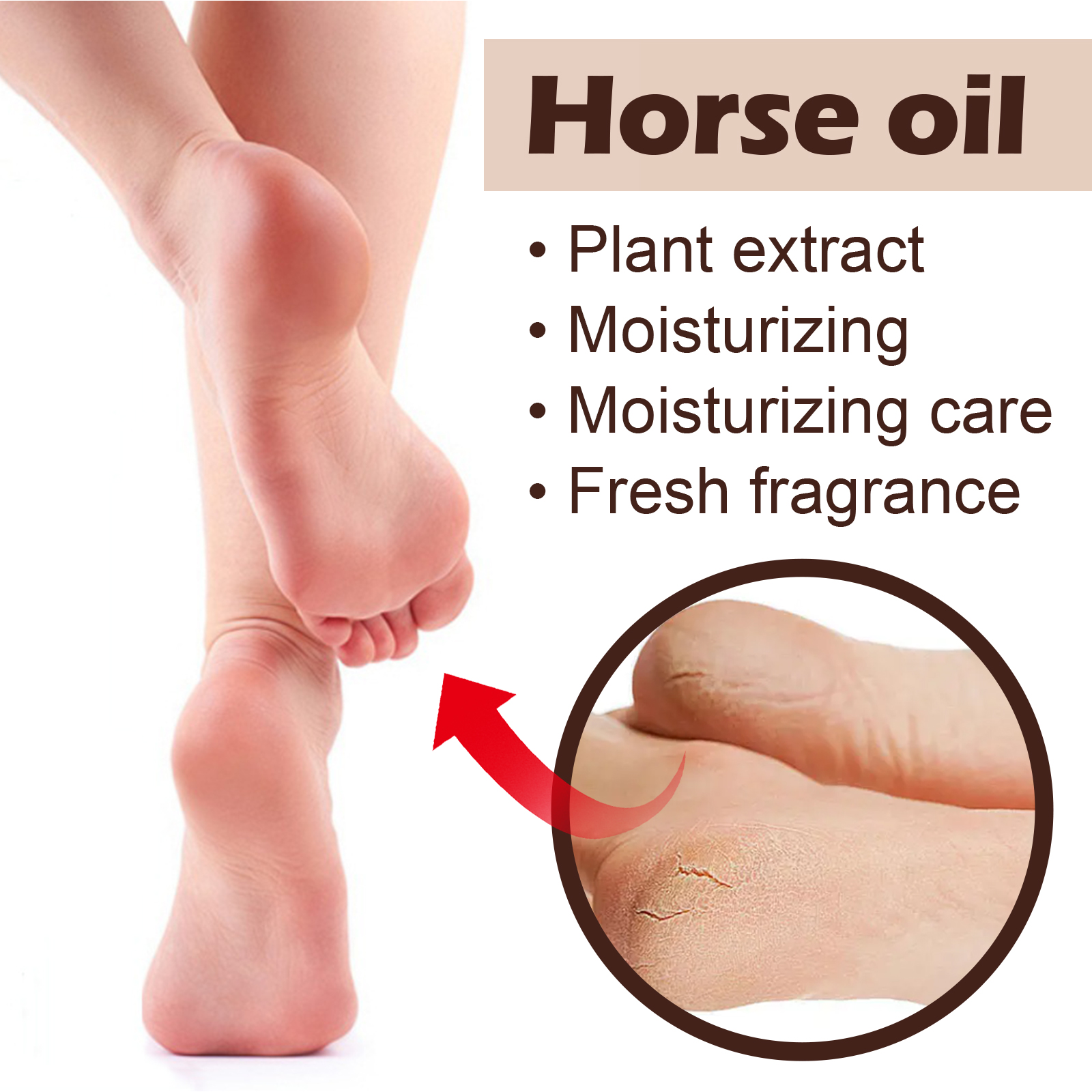 EELHOE  Horse Oil Foot Cream, Hydrating And Moisturizing Foot Care Cream To Repair Dry, Cracked And Peeling Foot Skin