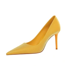 Big Tree Elegant Thin Heel High Shallow Mouth Pointed Embossed Satin Sexy Nightclub Single Shoes - Gecko